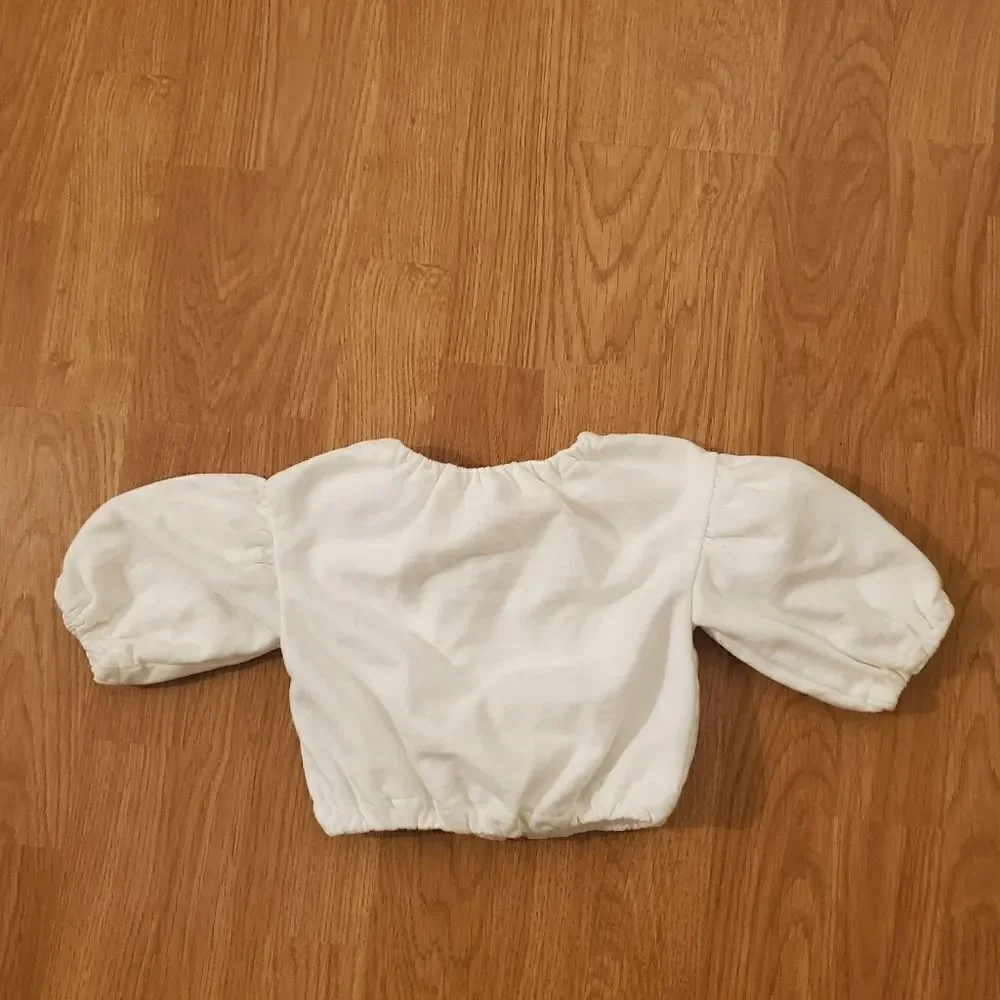 Il Gufo White Balloon Sleeve Front Zip Jacket size 9 months